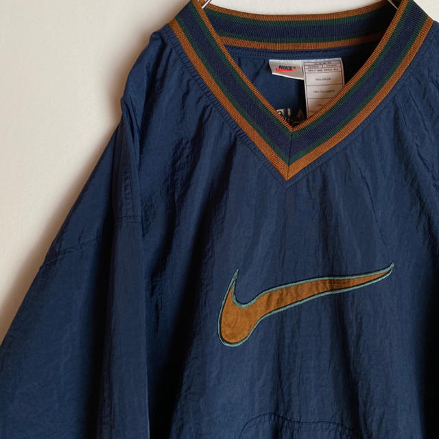 NIKE ナイロンプルオーバー デカロゴ スウッシュ 90s シルバータグ US