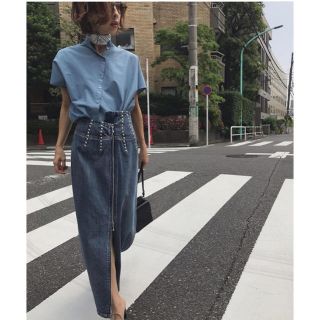 アメリヴィンテージ(Ameri VINTAGE)の最終値下げameri vintage STUDS LINE DENIMスカート(ロングスカート)