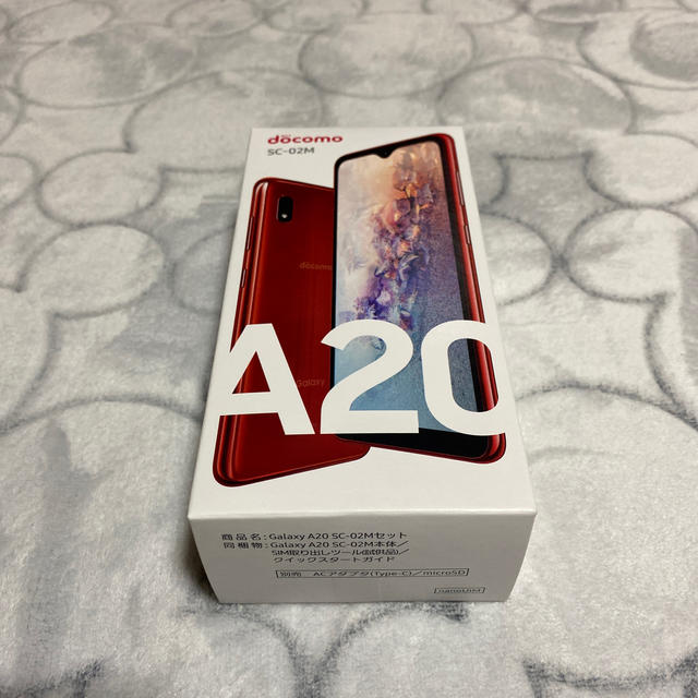 docomo Galaxy A20レッド SIMフリー 化可能 SC-02M