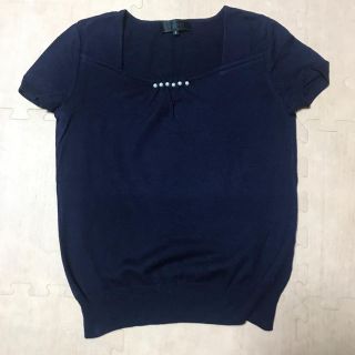 アンタイトル(UNTITLED)の【中古】UNTITLED 半袖セーター　紺(ニット/セーター)