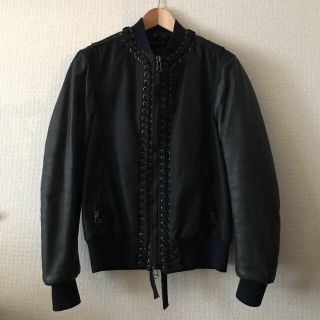 ランバン(LANVIN)のLANVIN MA-1 レースアップブルゾン ジャケット　レザー(ブルゾン)