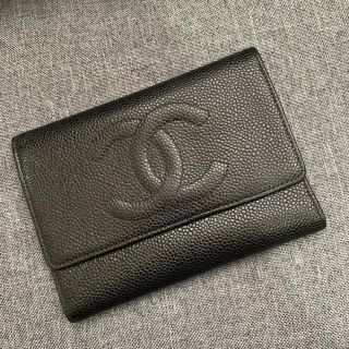 シャネル(CHANEL)の本物シャネル コンパクト折り財布 キャビアスキン(財布)