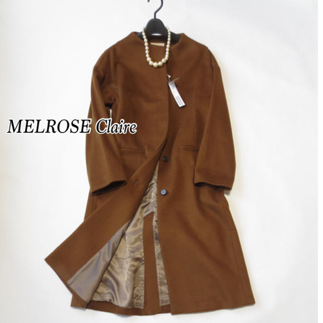 MELROSE claire(メルローズクレール)のメルローズクレール■メルトンノーカラーロングコート■入学式 卒業式 結婚式 レディースのジャケット/アウター(ロングコート)の商品写真