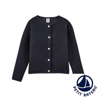 プチバトー(PETIT BATEAU)の【新品】プチバトー 12ans チュビックキルティングカーディガン ネイビー(カーディガン)