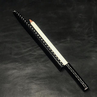 本革鉛筆フルカバー[革組子]：黒×銀(ペンケース/筆箱)