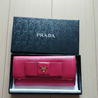 プラダ(PRADA)のプラダ PRADA ピンク  リボン 長財布(財布)