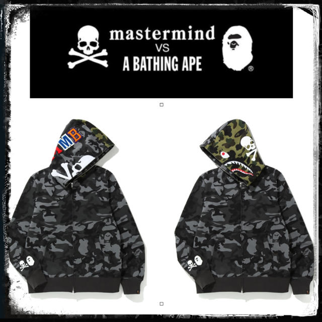 mastermind JAPAN(マスターマインドジャパン)のMM VS BAPE FULL ZIP HOODIE M BLACK 迷彩 メンズのトップス(パーカー)の商品写真