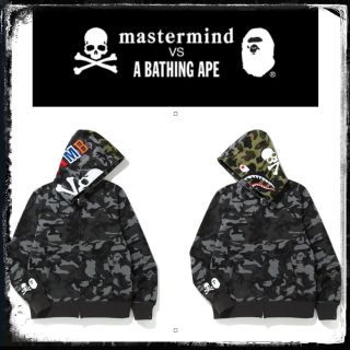 マスターマインドジャパン(mastermind JAPAN)のMM VS BAPE FULL ZIP HOODIE M BLACK 迷彩(パーカー)