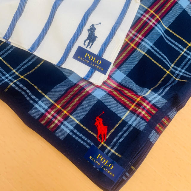 POLO RALPH LAUREN(ポロラルフローレン)のPOLO RALPH LAUREN 紳士ハンカチ2枚セット メンズのファッション小物(ハンカチ/ポケットチーフ)の商品写真