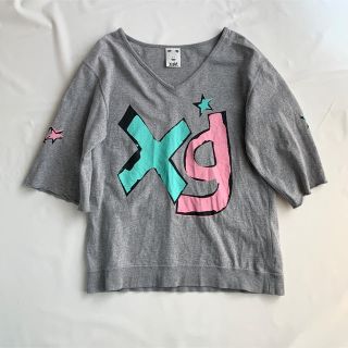 エックスガール(X-girl)の【X-girl】5分袖 ロゴTシャツ 綿100 バック付き♡(Tシャツ(長袖/七分))