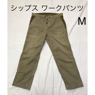 シップス(SHIPS)のシップス　ダブルニーキャンバスワークパンツ　カーキ×ブラウン　M(ワークパンツ/カーゴパンツ)