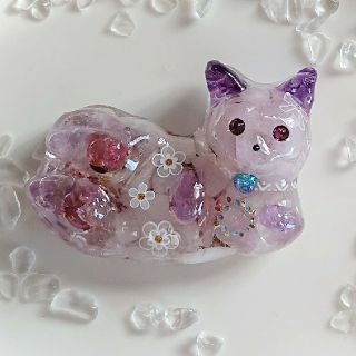 紫猫ちゃん(ФωФ)★オルゴナイト(インテリア雑貨)