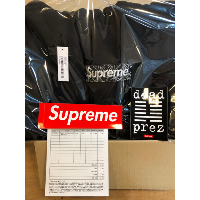 【最安値挑戦！】 Supreme hooded Logo Box Bandana Supreme 黒 Lsize - パーカー