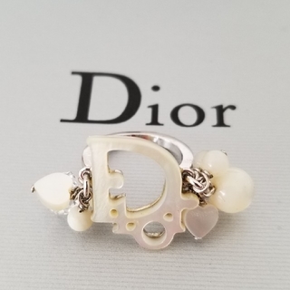 ディオール(Dior)の【美品】Diorロゴリング　ビジュー付き(リング(指輪))