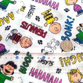 スヌーピー(SNOOPY)の30×30☆ダブルガーゼ☆はぎれ☆スヌーピー(生地/糸)