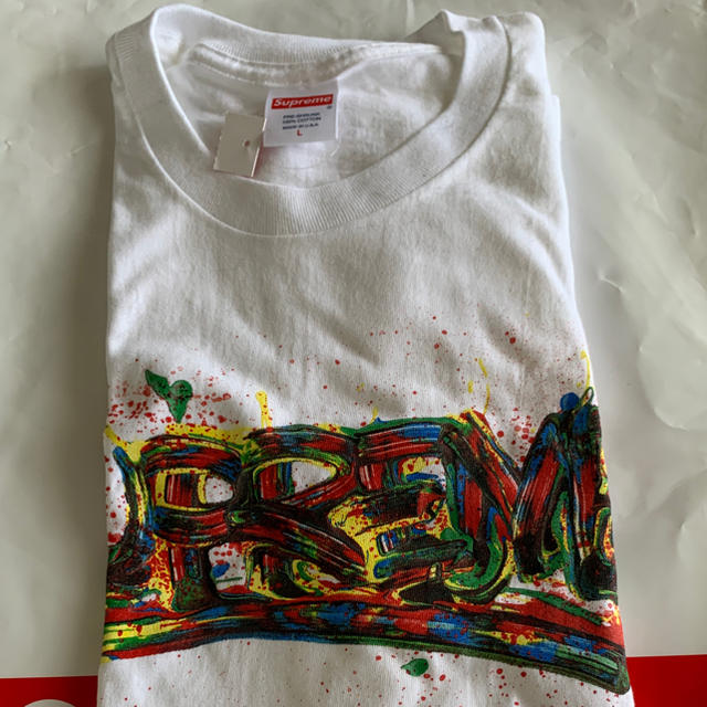 Supreme Paint Logo Tee 白 L サイズ