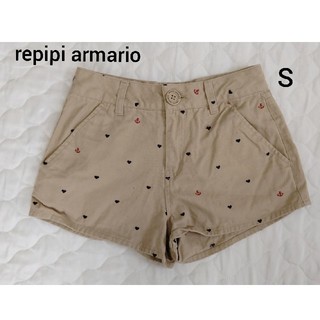 レピピアルマリオ(repipi armario)のrepipi armario ベージュ色 ショートパンツ ハート刺繍 S 150(パンツ/スパッツ)