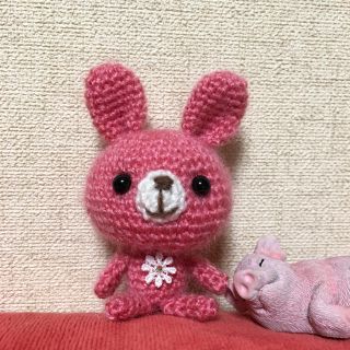 モヘアのうさちゃん(ピンク)(あみぐるみ)