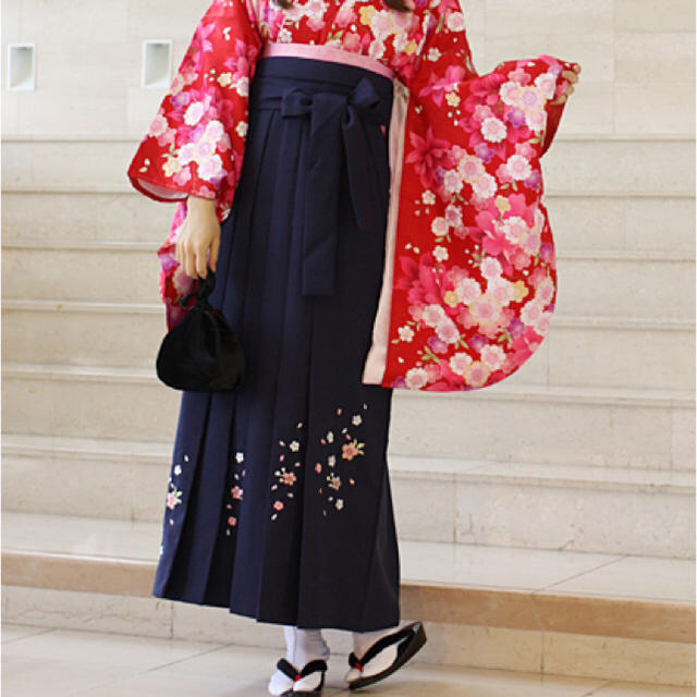 卒業式 刺繍入り袴単品と帯　紺hakama-004ny