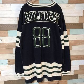 トミーヒルフィガー(TOMMY HILFIGER)の【激レア】90s トミーヒルフィガー デカロゴ ゲームシャツ バックロゴ(スウェット)