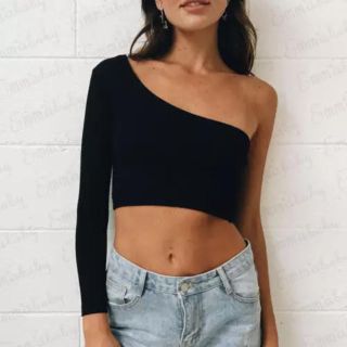 エイソス(asos)の最終値下げ ワンショルダー リブ トップ(カットソー(長袖/七分))