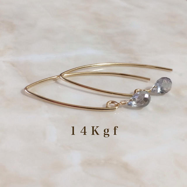 UNITED ARROWS(ユナイテッドアローズ)の14Kgf／K14gf グレートパーズ一粒ピアス／天然石 マーキスピアス レディースのアクセサリー(ピアス)の商品写真