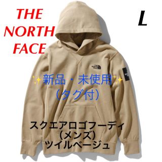 ザノースフェイス(THE NORTH FACE)の☆新品☆ ノースフェイス スクエアロゴフーディ（メンズ） L:ツイルベージュ(パーカー)