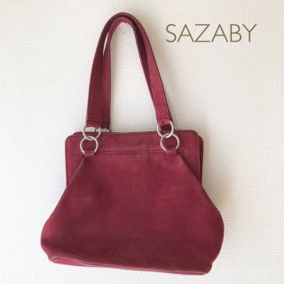 サザビー(SAZABY)の日曜までSALE⭐︎SAZABY がま口バッグ　赤レザー(ハンドバッグ)