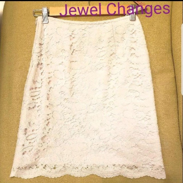 Jewel Changes(ジュエルチェンジズ)のレースタイトスカート レーススカート ホワイト レディースのスカート(ひざ丈スカート)の商品写真