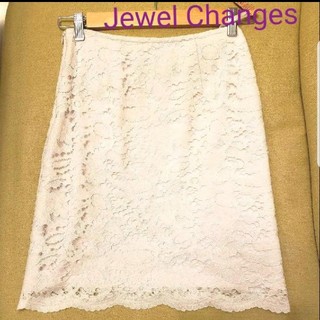 ジュエルチェンジズ(Jewel Changes)のレースタイトスカート レーススカート ホワイト(ひざ丈スカート)
