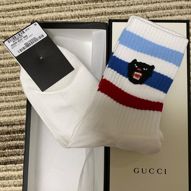 新品・未使用 GUCCI ハイソックス ブラックベース Mサイズ グッチ