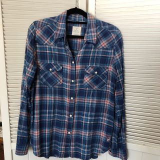 アメリカンイーグル(American Eagle)のアメリカンイーグル レディース チェックシャツ ブルー系(シャツ/ブラウス(長袖/七分))