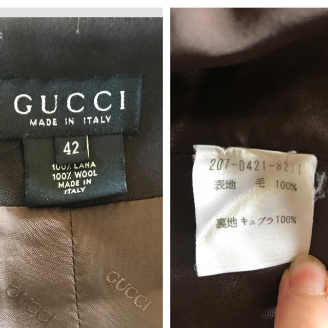 Gucci(グッチ)のGUCCI ダブルジャケット 茶色 レディースのジャケット/アウター(ノーカラージャケット)の商品写真