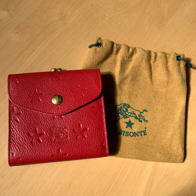 IL BISONTE スターエンボス 二つ折り財布 レッド - 財布