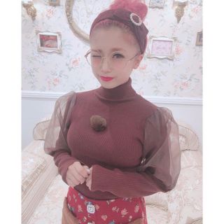 スワンキス(Swankiss)の【Swankiss】オーガンジー袖ニットトップス♥新品同様(ニット/セーター)