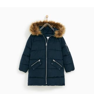 ザラキッズ(ZARA KIDS)のZARA フェイクファーフード付きパフコート(コート)