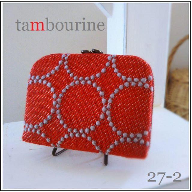 ⚮̈ tambourine∞red◇刺繍生地現品販売 - 生地/糸