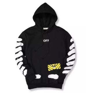 オフホワイト(OFF-WHITE)のオフホワイト　off-white パーカー　黒　XLサイズ(パーカー)