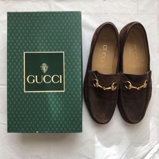 グッチ(Gucci)の美品!GUCCI ビットローファー スエード ブラウン(ローファー/革靴)