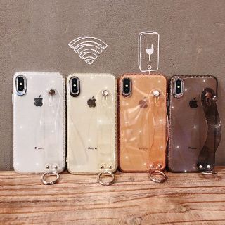 クリアケース ラメ リングスタンド ベルト iPhone ケース(iPhoneケース)