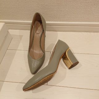 クロエ(Chloe)のChloe チャンキーヒールパンプス 36 グレーレザー レア(ハイヒール/パンプス)