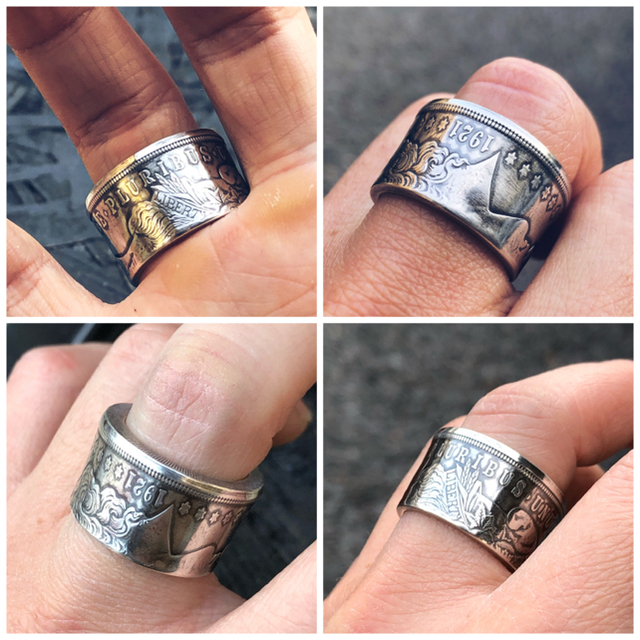 アメリカコインリング　銀貨　モルガンダラー　指輪　外国コイン メンズのアクセサリー(リング(指輪))の商品写真