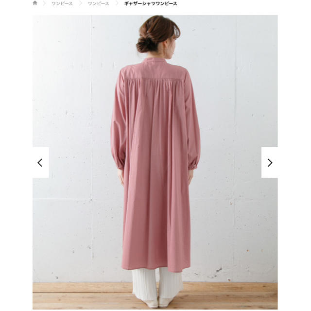 ギャザーシャツワンピース *定価:8,690円 *色:ダスティピンク