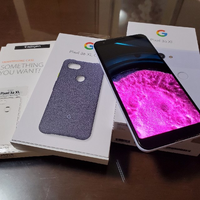 スマートフォン/携帯電話Pixel3aXL 日本版SIMﾌﾘｰ ケース2つ付 Purple ish