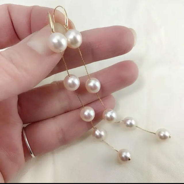 シンプルデザイン大好き!あこや真珠 ロングピアス K18YG | tspea.org