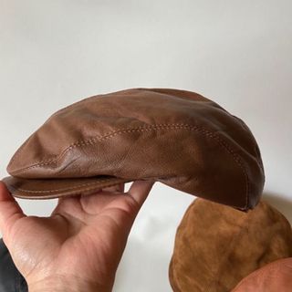 カーフレザーハンチング メンズ レディース (チョコレート)(ハンチング/ベレー帽)