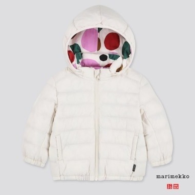 marimekko(マリメッコ)の海外限定 marimekko×ユニクロ ダウンジャケット100白 マリメッコ キッズ/ベビー/マタニティのキッズ服女の子用(90cm~)(ジャケット/上着)の商品写真