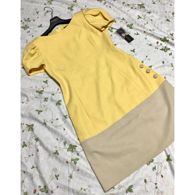 新品タグ付◇フォクシー◇ブティックライン◇黄系×ベージュ切り替え