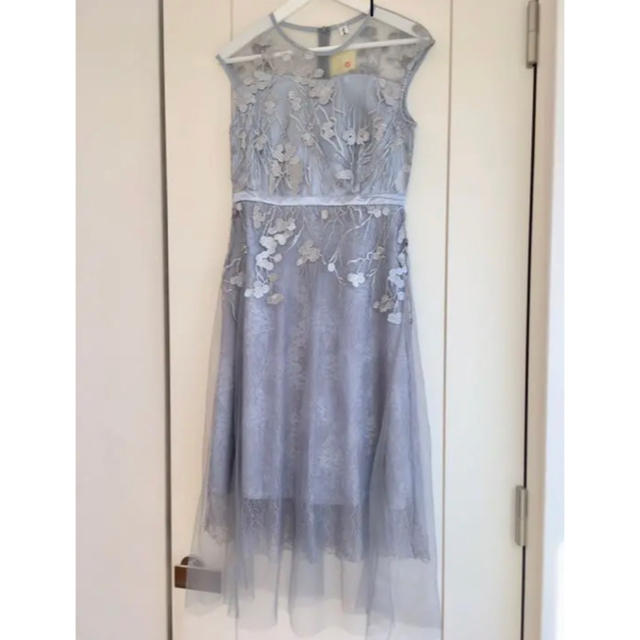 刺繍シースルーチュールパーティードレス レディースのフォーマル/ドレス(ミディアムドレス)の商品写真