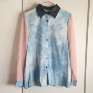 アナップ(ANAP)の袖シースルー♡異素材使いシャツ(シャツ/ブラウス(長袖/七分))